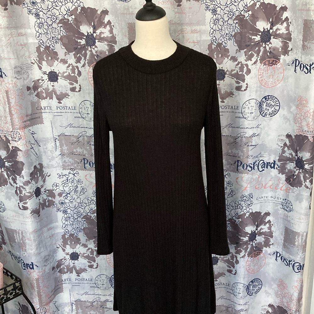Old Navy Black Ribbed Mock Neck Sweater Dress